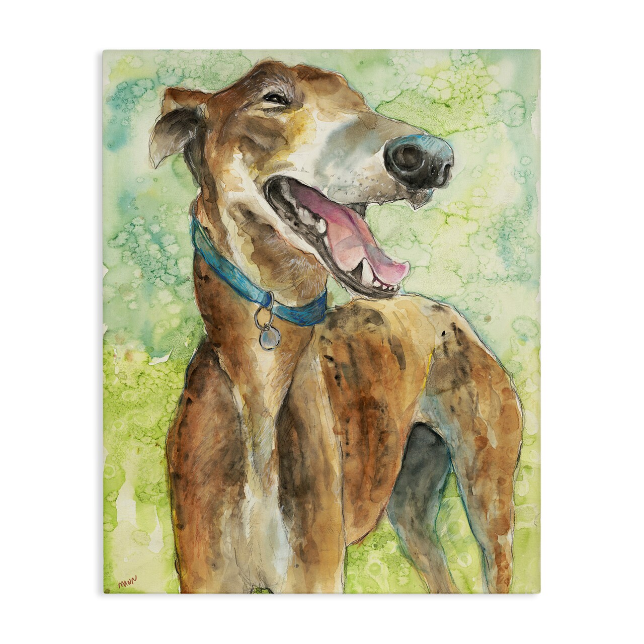Stupell Industries Greyhound Smile Watercolor Canvas, design by Patti Mann